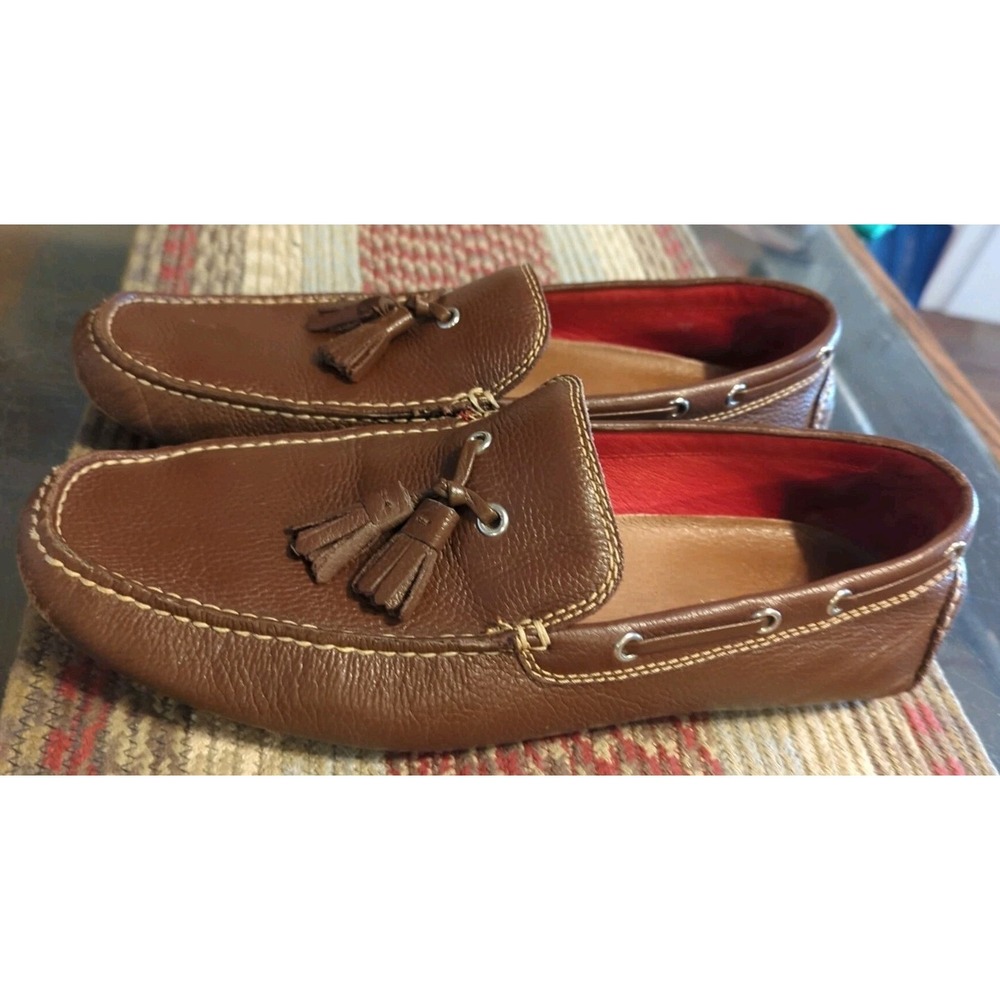 Donald Pliner Shoes Mens Size 12 M Brown Leather Tassels Loafers Moc Toe Driving - Picture 3 of 10